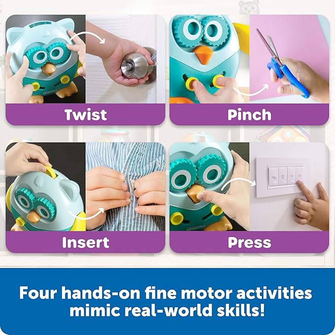 Learning Resources Hoot The Fine Motor Owl - 6 Pieces, Ages 18+ Months Toddler Learning Toys, Fine Motor and Sensory Toys for Toddlers, Educational Toys for Toddlers
