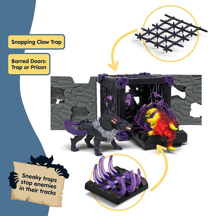 Schleich Eldrador Creatures - 71 PC BattleCave Arena Lava Vs. Shadow Playset - Lava Bull and Shadow Hound Set - Animal Monster Figurines for Boys and Girls - Fun Beast Toys for Kids Ages 7+ | 42673