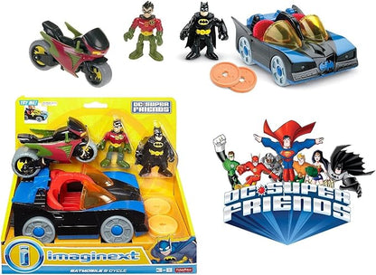 Fisher-Price Imaginext DC Super Friends Preschool Toy Batman Batmobile & Cycle Vehicle Set, 2 Figures, for Pretend Play Kids Ages 3+ Years