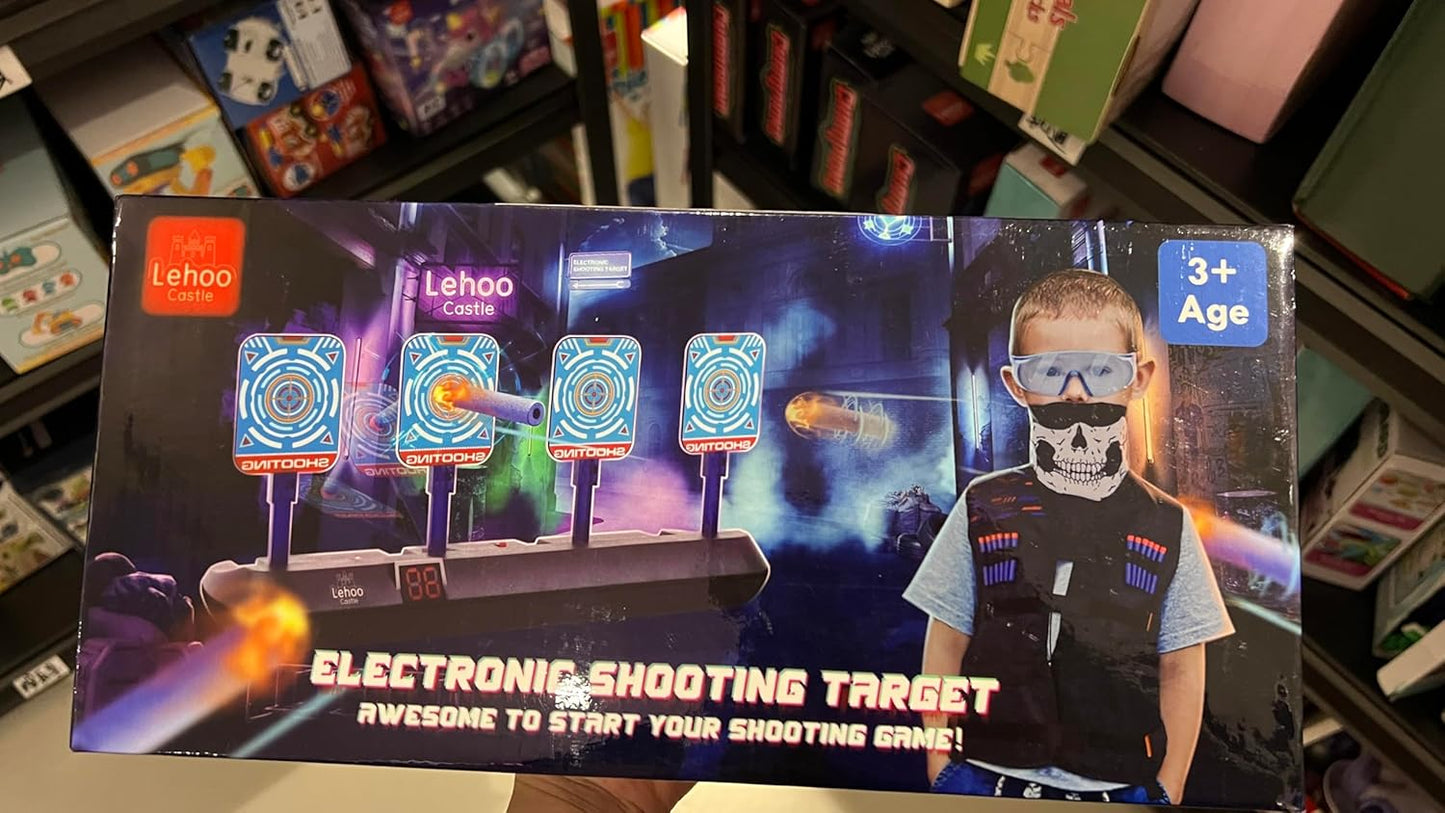 Lehoo Castle Nerf Target, Electronic Shooting Targets for Nerf Guns, Auto-Reset Scoring Shooting Games Includes Kids Tactical Vest, 60 Bullets, Glasses, Kids Toys Gifts for 3 4 5 6 Year Old Boys