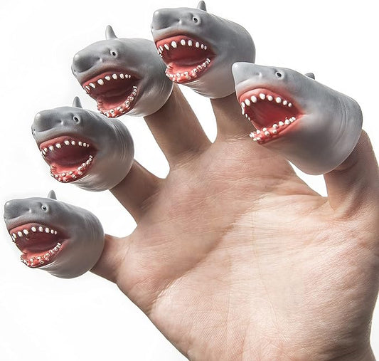 AQKILO Shark Finger Puppet Set, Ocean Animal Puppet Show Theater Props, Novelty Toys Weird Stuff Gifts, 5 PCS