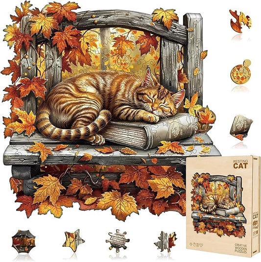 Resting Cat Puzzles Adults Gifts Wooden 200 Pieces 11.4 * 11.4in