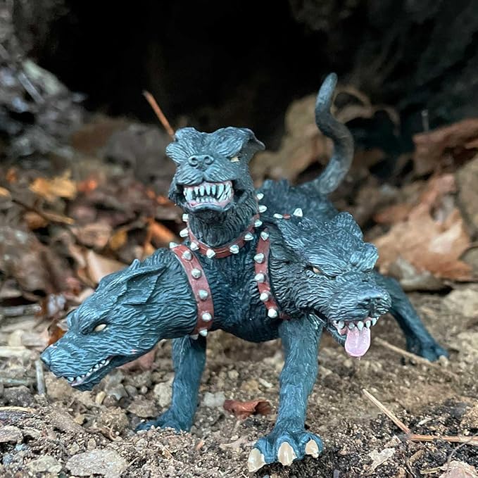 Safari Ltd. Cerberus Figurine - Hand-Painted 4.75" Three-Headed Dog Figure - Fun Educational Toy for Boys, Girls & Kids Age 3+