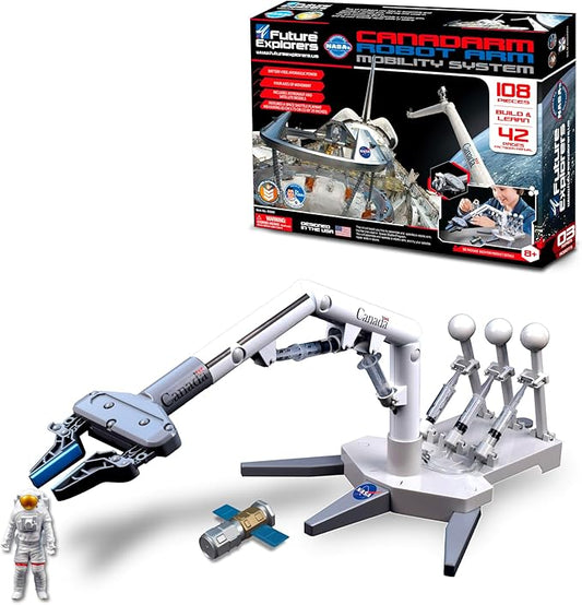 NASA Future Explorers - Canadarm Robot Arm Mobility System. Build & Learn STEM Education & Interactive Space Exploration for Kids. with Hydraulic Power & 4 Axis of Movement!