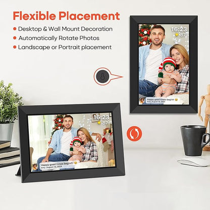 Frameo 10.1 Inch WiFi Digital Picture Frame with 32GB Memory, 1280 x 800 IPS Touch Screen Smart Electronic Photo Frame, Wall Mountable, Auto-Rotate, Share Photos/Videos Via Frameo App from Anywhere