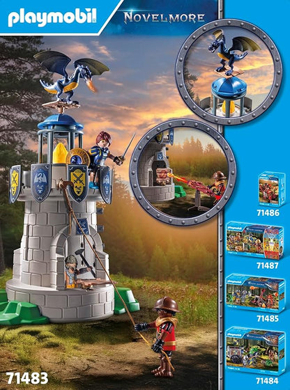 PLAYMOBIL Novelmore 71483 Knights Tower with Blacksmith and Dragon, Novelmore Knights vs. Burnham Bandits, Imaginative Role Play, Toys for Kids Ages 4 and Up