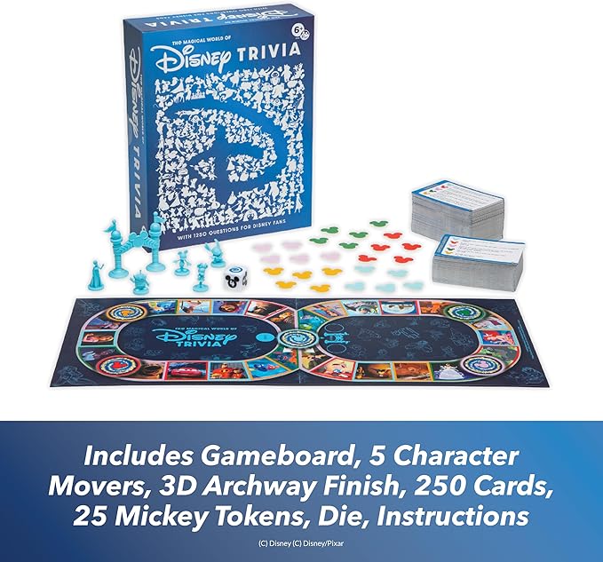 PlayMonster The Magical World of Disney Trivia Games – Board Games for Family Night, Multi-Player Board Game, Family Board Game, Travel Games, Disney Toys, Ages 6+