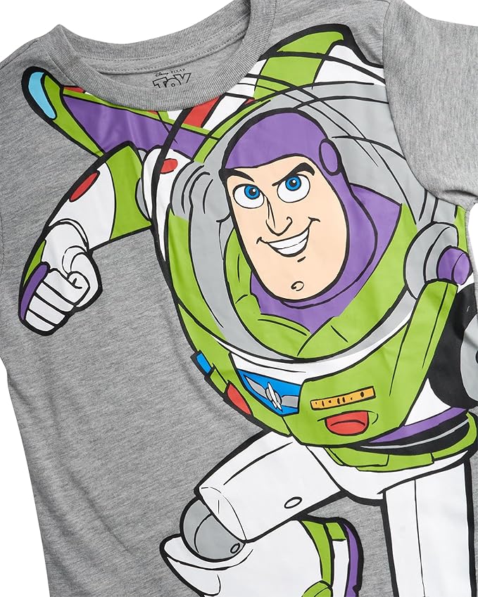 Disney Cars Toy Story Boys Shirts - 2 Pack Lightning McQueen Buzz Lightyear Short Sleeve Boys Tees for Toddler and Little Boy
