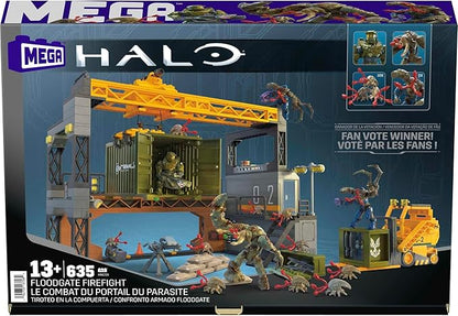 MEGA Halo Infinite Building Toys Set, Floodgate Firefight with 634 Pieces, 4 Micro Action Figures, Poseable Articulation, Accessories, Kids or Adult (Amazon Exclusive)