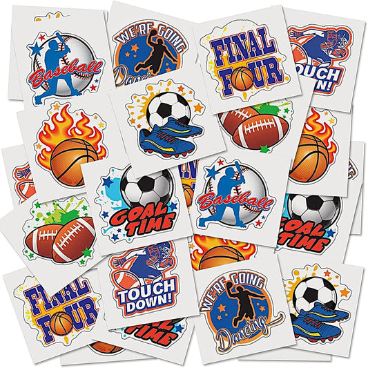 ArtCreativity Sports Individual Pre-Cut Temporary Tattoos for Kids - Pack of 144 Kids Sport Tattoos Non-Toxic 2 Inch - Soccer, Baseball, Football, Basketball Party Favors and Goodie Bag Stuffers
