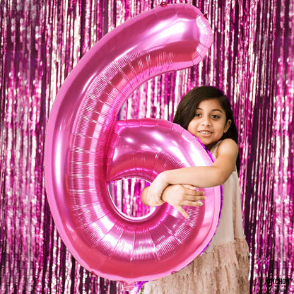 KatchOn, Giant Hot Pink Number 6 Balloon - 40 Inch | 6th Birthday Decorations for Girls | Pink Birthday Decor | 6 Balloon Number for Happy Anniversary Decorations