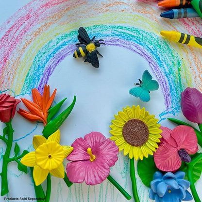 Safari Ltd. Flowers TOOB - Mini Figurines of Rose, Tulip, Hibiscus, Bird of Paradise, Daffodil, Sunflower, Lotus, Orchid - Educational Toy Figures for Boys, Girls & Kids Ages 3+ (Pack of 2)