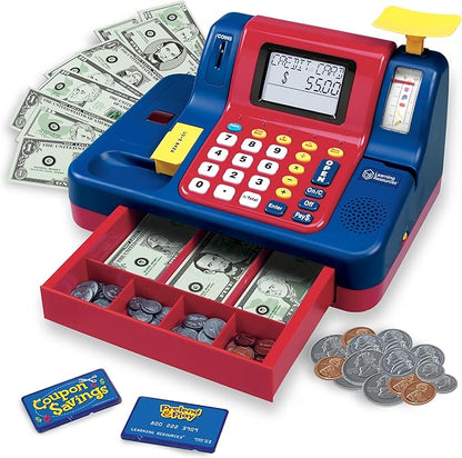 Learning Resources Pretend & Play Teaching Cash Register - Math Games, Shopping Grocery Store Playset, Fine Motor Skills, Gifts For Boys and Girls