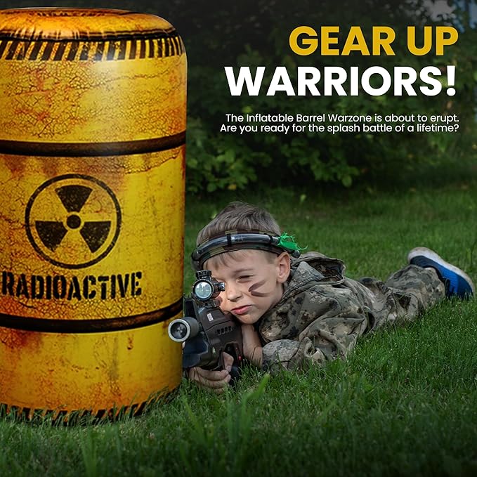 Premium Package 4 Combat Battlefield Inflatables, Compatible with Nerf, Laser tag, Water Gun for Boys Birthday Party Activities and Decoration