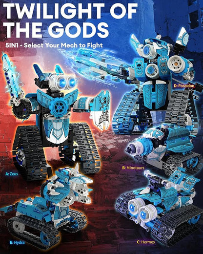 5 in 1 STEM RC Robot Building Kit, 398PCS APP & Remote Control Blocks DIY Engineering Robotics, Erector Science Set for Kids Age 6 7 8 9 10 11 12+, Educational Learn Toys Gift for Boys & Girls