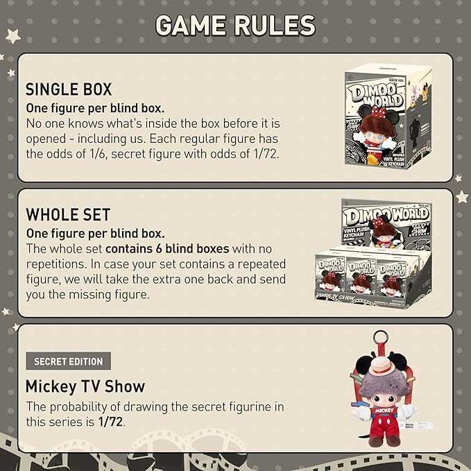 POP MART DIMOO WORLD × DISNEY Series-Vinyl Plush Keychain Blind Box, Random Design Action Figures