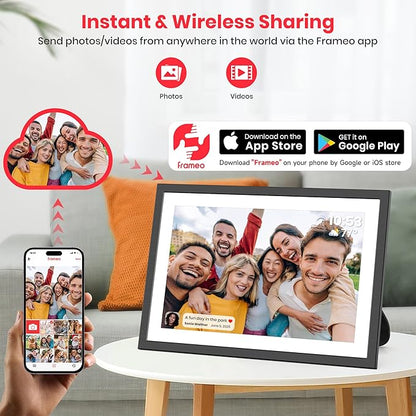 2K 64GB Frameo 10.1" Digital Picture Frame WiFi Electronic Photo Frame FHD 1920 x 1200 IPS Touch Screen Share Moments Remotely Anywhere Photo Gifts for Mother Dad Grandparents Christmas