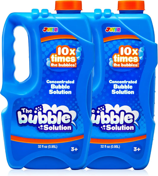 JOYIN 2 Bottles Bubbles Refill Solutions 64 oz (up to 5 Gallon), Concentrated Solution for Bubble Machine, Gun, Wand Refill Fluid Summer, Easter Toys(Blue)