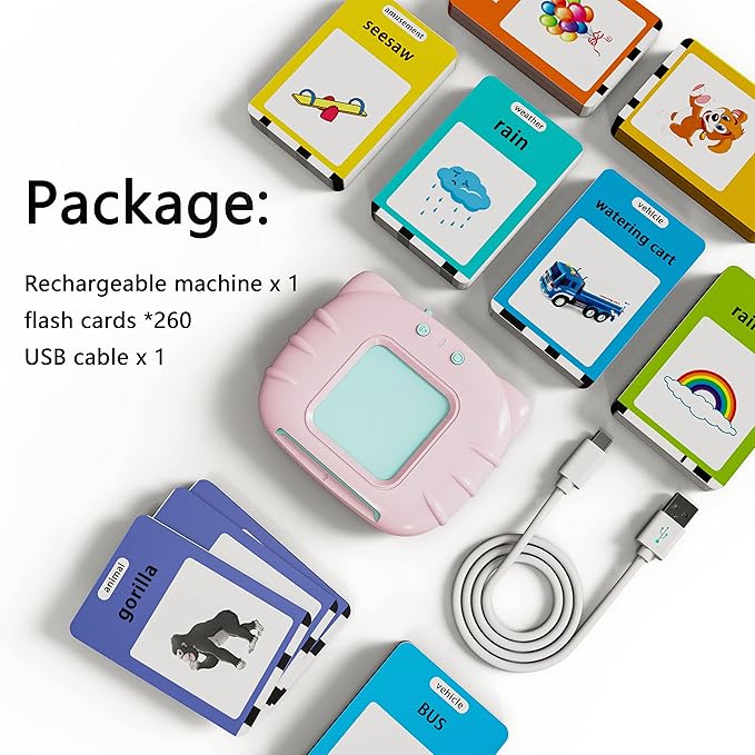 Lapare Audible Learning Toy with Music for Toddler Age 1 2 3 4 5, 520 Sight Words Talking Flash Cards Toy for Girls to Learn Alphabet Number Color Shapes and More