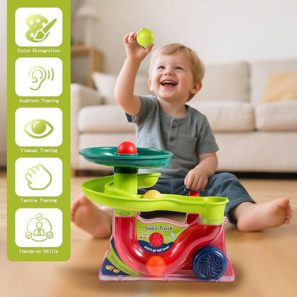 Busy Ball Popper Toy for Babies 9+ Months - 5 Balls with Popping Action & Fun Music, Cause and Effect Ball Drop Toy, Perfect Baby Shower Birthday Gift, Indoor Travel Play