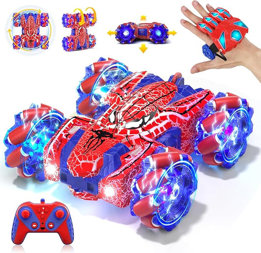 Spider Gesture Sensing Remote Control Car, Double Sided RC Cars with Full-Body Light, 2.4GHz Hand Controlled Rechargeable RC Stunt Car Toys for Boys 4 5 6 7 8 9 10 11 12