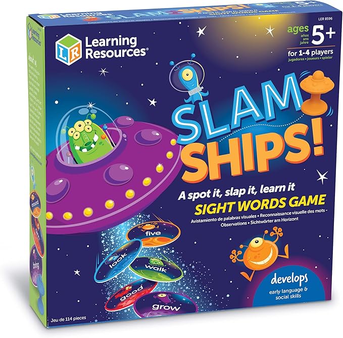 Learning Resources Slam Ships Sight Words Game - Phonics Flash Cards,Montessori Spelling, Homeschool, Classroom Must Haves, Teacher Supplies, Gifts for Boys and Girls