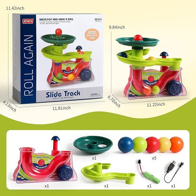 Busy Ball Popper Toy for Babies 9+ Months - 5 Balls with Popping Action & Fun Music, Cause and Effect Ball Drop Toy, Perfect Baby Shower Birthday Gift, Indoor Travel Play