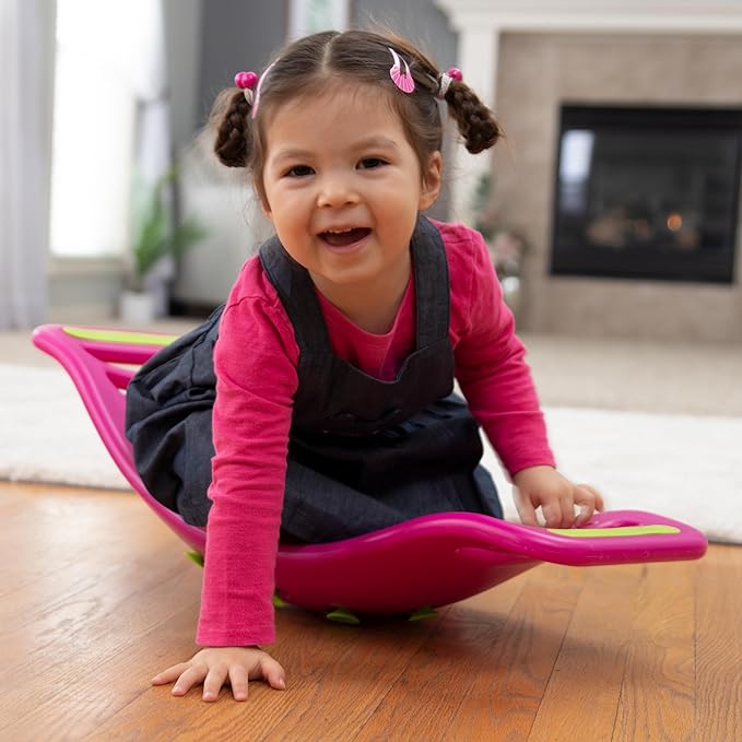 Fat Brain Toys Teeter Popper, Indoor Toddler Sensory Toys for Ages 3 and Up, Pink