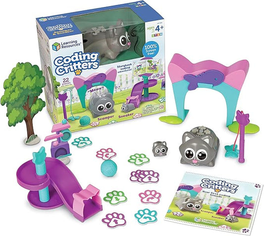 Learning Resources Coding Critters Scamper & Sneaker - 22 Pieces, Ages 4+, Educational Games, Screen-Free Toys for Kids, Interactive STEM