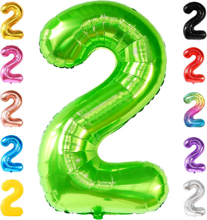 KatchOn, Light Green 2 Balloon Number - 40 Inch | Green Number 2 Balloon for Two Rex Birthday Decorations Boy | Green Two Balloon | 2 Year for Dinosaur Party Decorations 2 Year Old Boy