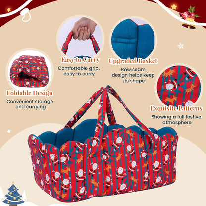 BABESIDE 8 Pcs Christmas Reborn Baby Doll Clothes Set with Bassinet for 17–22 Inch Babydolls, Dolls Santa Outfit with Doll Blanket Snowman Toy and Baby Dolls Accessories, Ideal Gift for Kids 3+