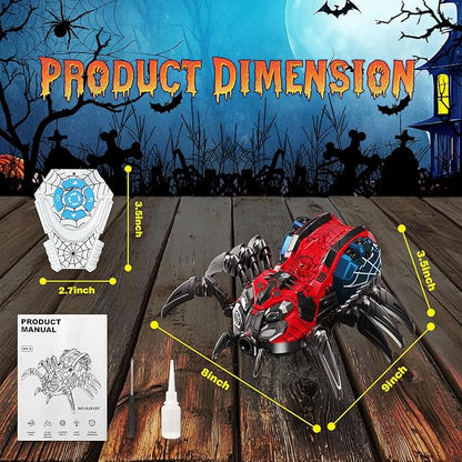 Remote Control Spider, Robot Spider Toy with 2.4 GHz Remote Controller, RC Spider Robot with Spray/Lights/Music, Realistic Spider Gift for Kids Boys, Halloween, Christmas, Holiday Toys for Party Prank