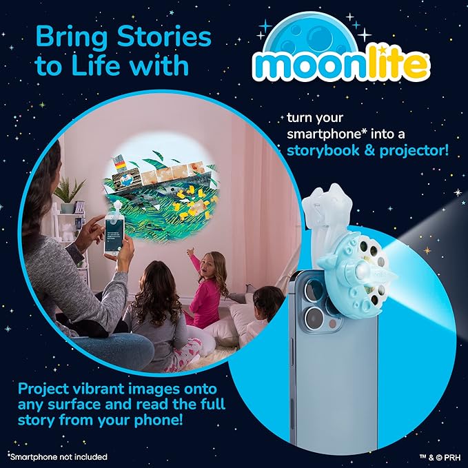 Moonlite Storytime Mini Projector with 4 Eric Carle Stories, A Magical Way to Read Together, Digital Storybooks, Fun Sound Effects, Early Sensory Learning, Gifts for Kids Ages 1 and Up
