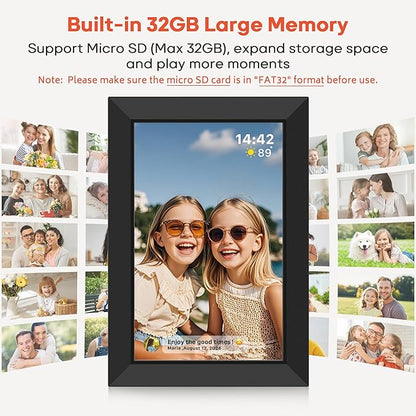 Frameo 10.1 Inch WiFi Digital Picture Frame with 32GB Memory, 1280 x 800 IPS Touch Screen Smart Electronic Photo Frame, Wall Mountable, Auto-Rotate, Share Photos/Videos Via Frameo App from Anywhere