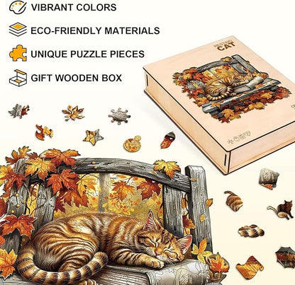 Resting Cat Puzzles Adults Gifts Wooden 200 Pieces 11.4 * 11.4in