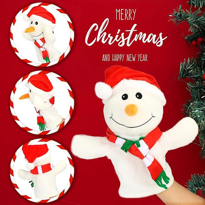 Hopearl Plush Christmas Snowman Hand Puppet with Open Movable Mouth for Imaginative Play, Role Play, Interactive Toy for Storytelling Teaching Puppet Theater, Gifts for Kids Boys Girls, White, 17''