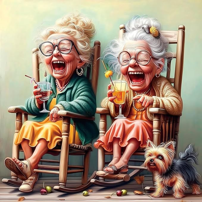 Puzzles for Adults 500 Pieces Vibrant Friendship Cozy Rocking Chairs Jigsaw Puzzles Yorkshire Terrier & Colorful Cocktails Wall Decor for Living Room Bedroom for Nature Lovers