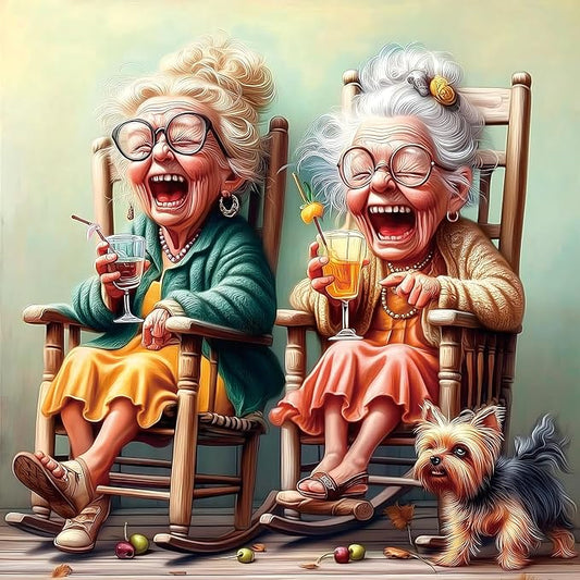 Puzzles for Adults 500 Pieces Vibrant Friendship Cozy Rocking Chairs Jigsaw Puzzles Yorkshire Terrier & Colorful Cocktails Wall Decor for Living Room Bedroom for Nature Lovers