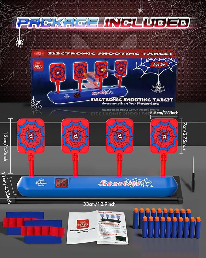 Lehoo Castle Nerf Target, Electronic Shooting Targets for Nerf Guns, Auto-Reset Scoring Shooting Games with 20 Bullets, Kids Toys for 3 4 5 6 Year Old Boys