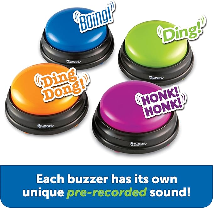 Learning Resources Answer Buzzers - Classroom Must Haves Supplies, Kids Toys, Sound Effect Button, Family Game Shows, Buzzers for Trivia, Participation Tools Boys and Girls Birthday Gifts