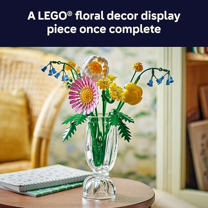 LEGO Botanicals Petite Sunny Bouquet Building Toy - DIY Floral Arrangement for Girls & Boys, Ages 9+ - Bedroom, Desk, Home Decor - Faux Bluebells, Tulip, Daisy, and More - 10347