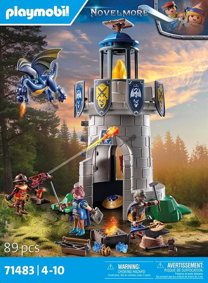 PLAYMOBIL Novelmore 71483 Knights Tower with Blacksmith and Dragon, Novelmore Knights vs. Burnham Bandits, Imaginative Role Play, Toys for Kids Ages 4 and Up