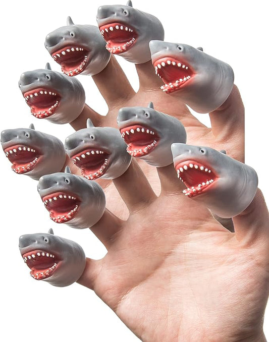 AQKILO Shark Finger Puppet Set, Ocean Animal Puppet Show Theater Props, Novelty Toys Weird Stuff Gifts,10 PCS