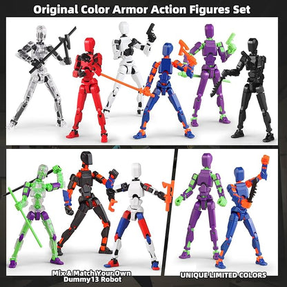 13 Action Figure Set, 6PCS T-Robot 13 Action Figure Titan 13 3D Printed Toys Articulated, for Modeling Enthusiasts Etc Birthday Gifts & Children's Day Gifts for Kids 5-8 Years Old（Assembly Required）