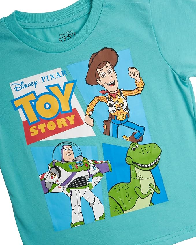 Disney Cars Toy Story Boys Shirts - 2 Pack Lightning McQueen Buzz Lightyear Short Sleeve Boys Tees for Toddler and Little Boy
