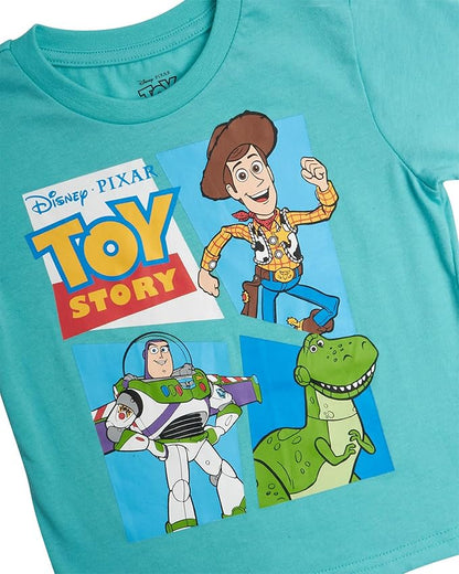 Disney Cars Toy Story Boys Shirts - 2 Pack Lightning McQueen Buzz Lightyear Short Sleeve Boys Tees for Toddler and Little Boy