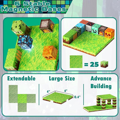 150 PCS Magnetic Blocks - Magnetic Building Block with 6 Baseplate, Stacking Magnets for Kids, Sensory Toy for Toddlers STEM Learning, Birthday Gifts for 3+ Years Old Boys Girls