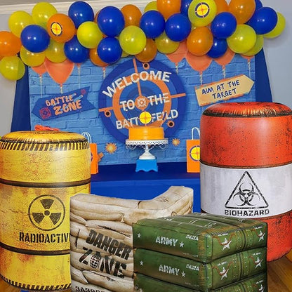 Premium Package 4 Combat Battlefield Inflatables, Compatible with Nerf, Laser tag, Water Gun for Boys Birthday Party Activities and Decoration