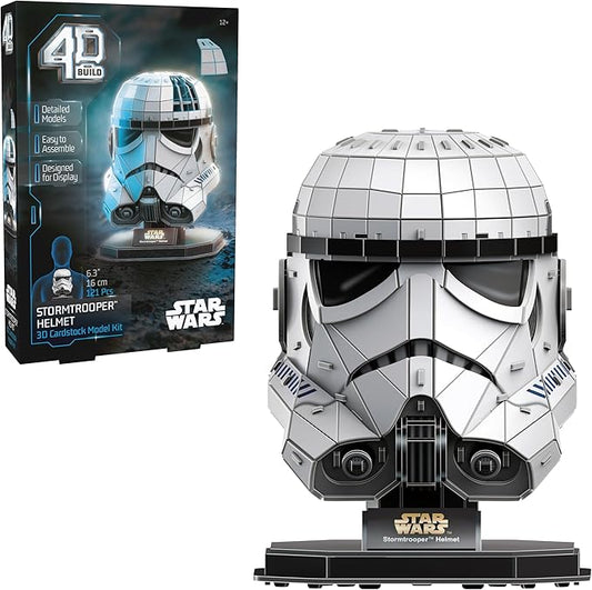 4D Build, Star Wars Stormtrooper Helmet 3D Model Kit with Stand, Star Wars Collectibles & Desk Décor, Adult Puzzles, Building Toys, 121 Pieces, 3D Puzzles, Gift Ideas for Ages 12 & Up