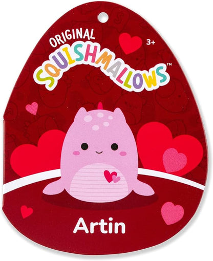 Squishmallows Original 12in Artin The Pink Loch Ness Monster with Hearts – Official Jazwares Valentine Plush (Medium)